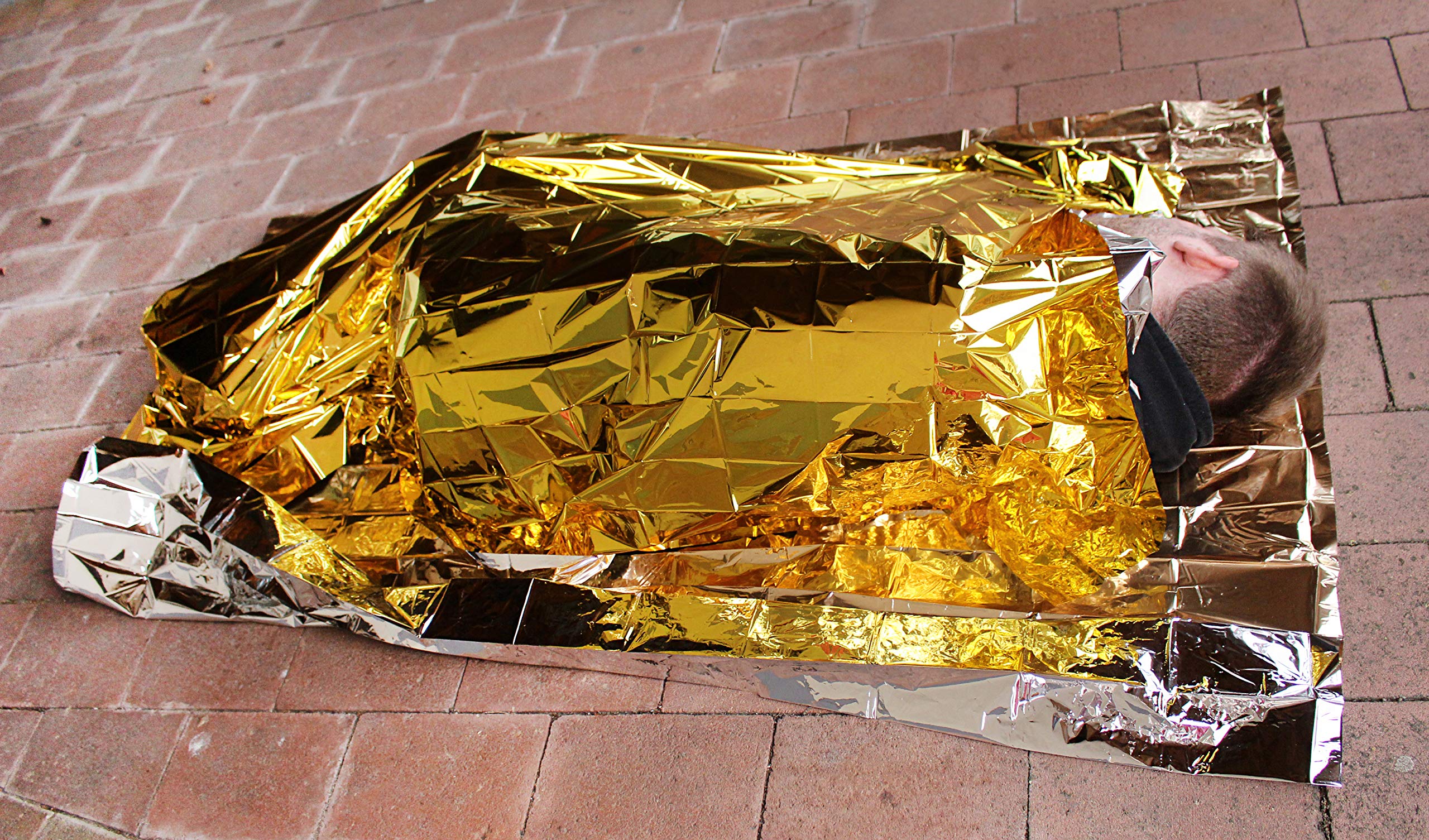 Rettungsdecken Gold/Silber 160 cm x 210 cm, 50 Stück Stück | Notfalldecke wasserdicht, Erste-Hilfe-Folie für Auto, Wandern, Camping