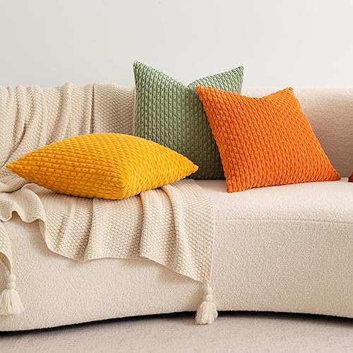 Miniatura 5 de UGASA - Funda de almohada decorativa de pana suave para otoño, 24 x 24 pulgadas, estilo bohemio, a rayas, decoración moderna para el hogar, sofá,