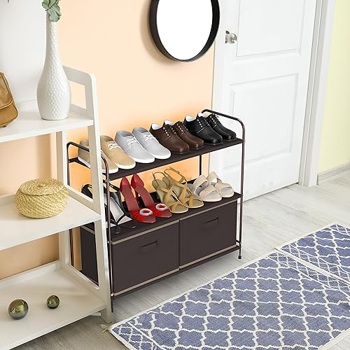 Miniatura 8 de Simple Houseware - Armario de almacenamiento de 3 niveles con 2 cajones