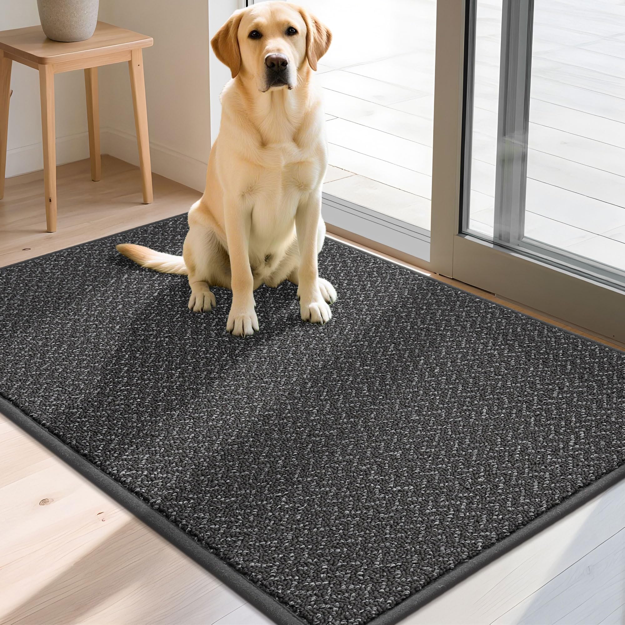 COSY HOMEER Large Indoor Doormat 80x120cm, Nonslip TPR Backing Indoor Floor Mat for Inside Door Entrance Entryway, Polypropylene Washable Back Door Mat Dirt Trapper Area Rugs, Grey