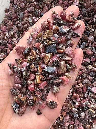 Miniatura 4 de Chips de piedras preciosas de rodonita semitradas, naturales de 0.5 libras, mini cristales de rodonita triturados, chips de cristal sin perforar