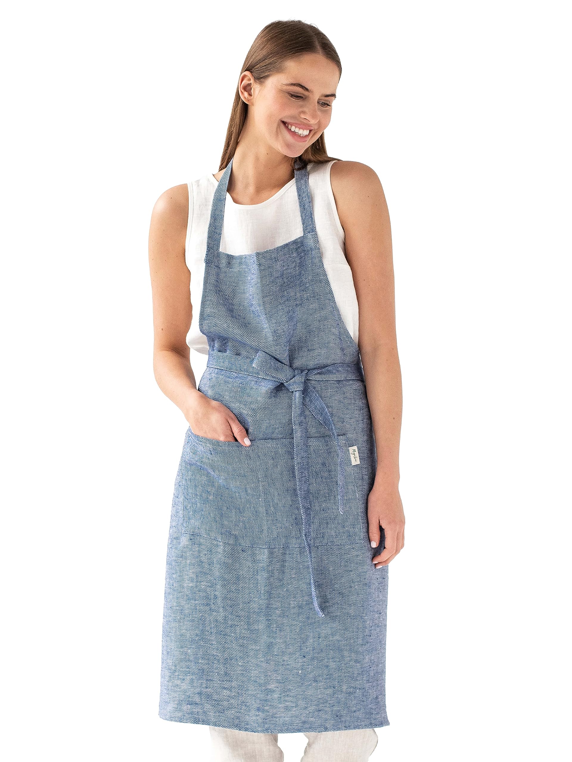 Magic LinenMagicLinen 100% Linen Apron - Cooking, Gardening, Grilling, Painting Apron with Pockets - Perfect for Women and Men