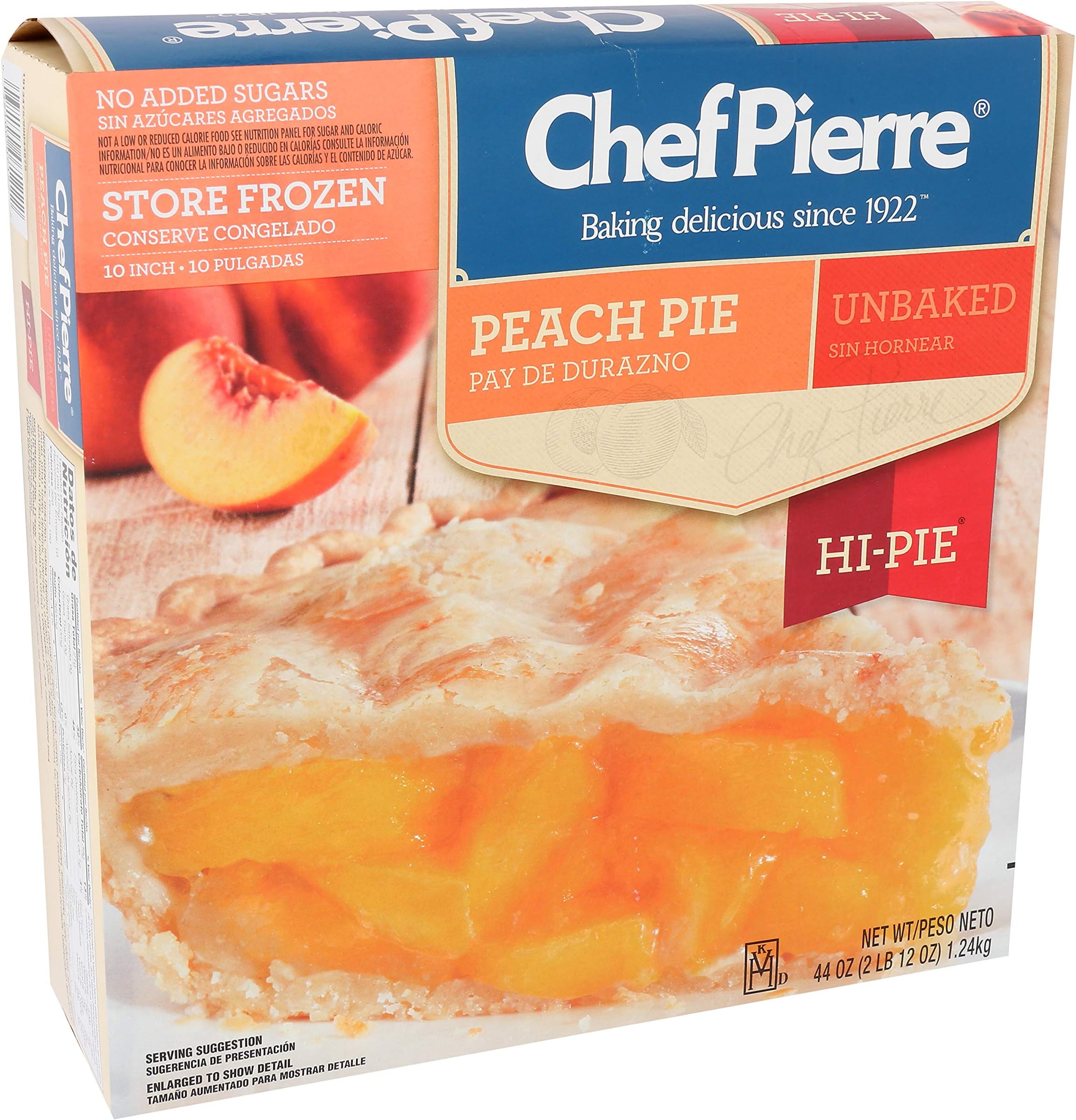 Sara LeeChef Pierre Peach High Pie, 44 Ounce -- 6 per case.