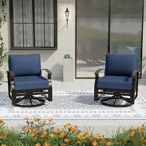 Gotland 2 Piece Patio Set, Metal Outdoor Swivel Chairs Set