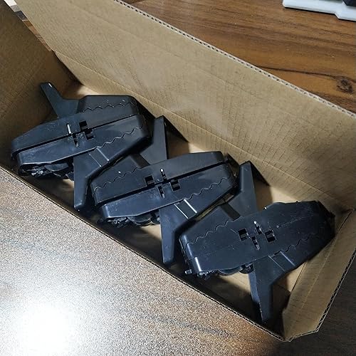 Miniatura 6 de Trampa para ratones, trampas reutilizables de plástico negro, paquete de 6 con mecanismo de resorte de acción rápida para control de plagas en