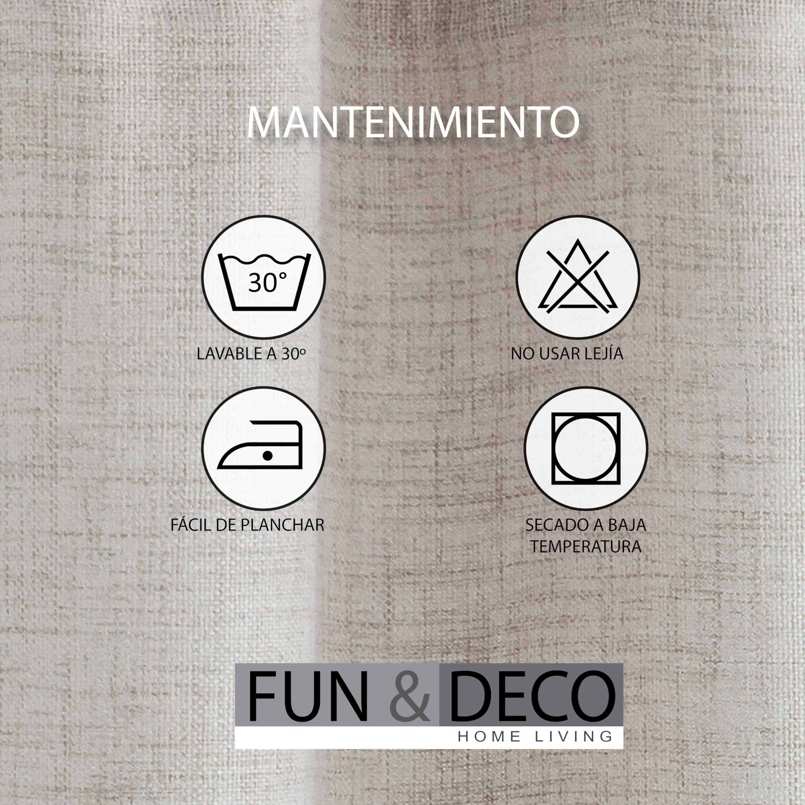Fundeco - Cortina Salón - Color Beig - Medidas: 300x270-100% Poliéster (Alaia Beig)