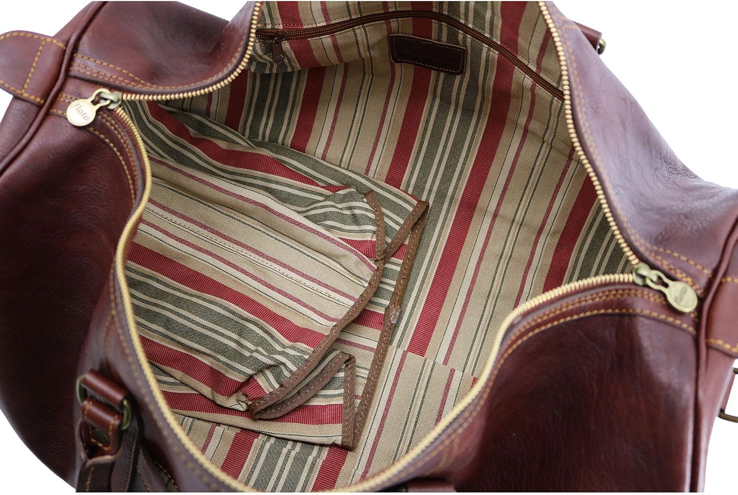Floto Lugano Leather Weekender Duffle Travel Bag with Shoe Compartment (Vecchio Brown)