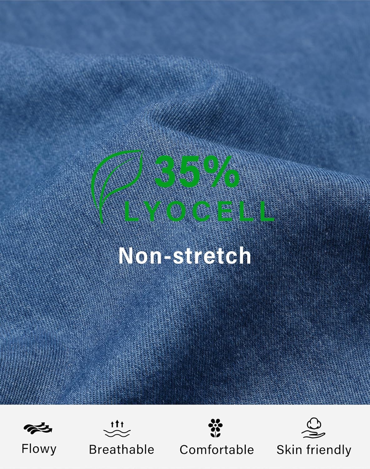 roswear Women's Capri Jeans Wide Leg Elastic Waist with Drawstring Cropped Culottes Pants - Image 5