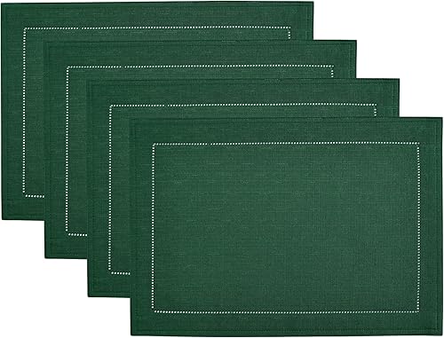 Elrene Home Fashions Alison - Mantel individual de tela con borde de vainica, juego de 4, 13 x 19 pulgadas, bosque