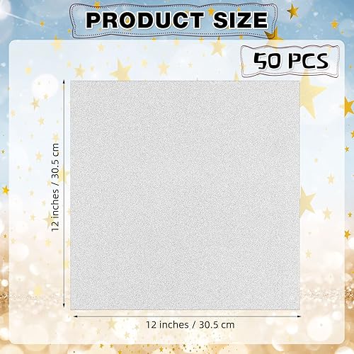 Miniatura 2 de 50 hojas de cartulina con purpurina de 12 x 12 pulgadas, papel de cartulina gruesa con purpurina para manualidades, papel brillante para hacer