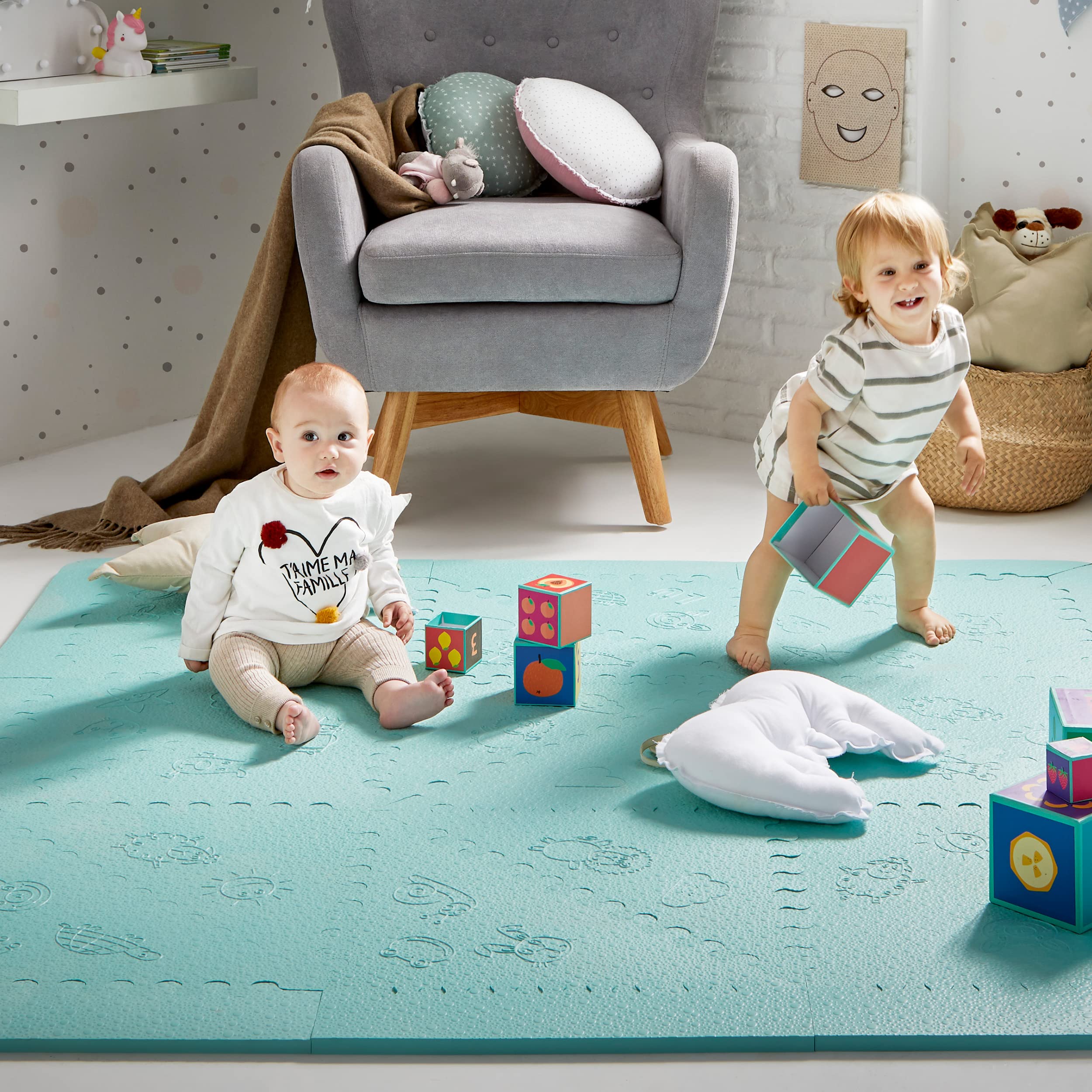 LuBabymats Mini - Alfombra Puzzle de Viaje para bebés, Suelo Extra Acolchado de Foam (EVA). Medida: 110x110 cm. Color Mint