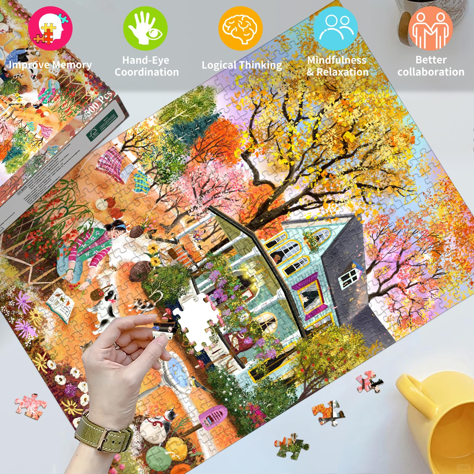 HUADADA Jigsaw Puzzles for Adults 500 Piece Challenging Game Toys - Image 3