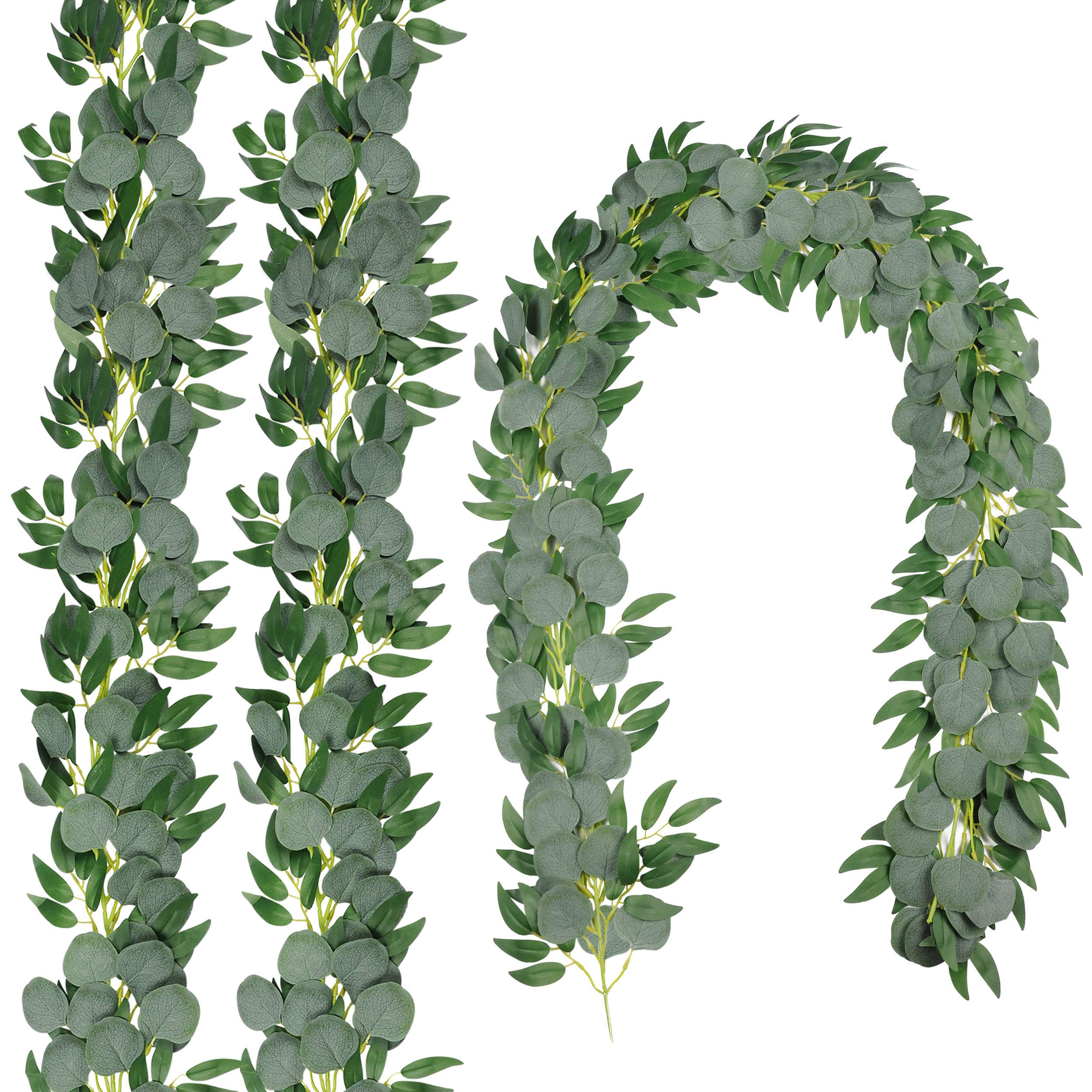 Buy 3pcs 6.5 Feet Artificial Silver Dollar Eucalyptus Leaves Garland