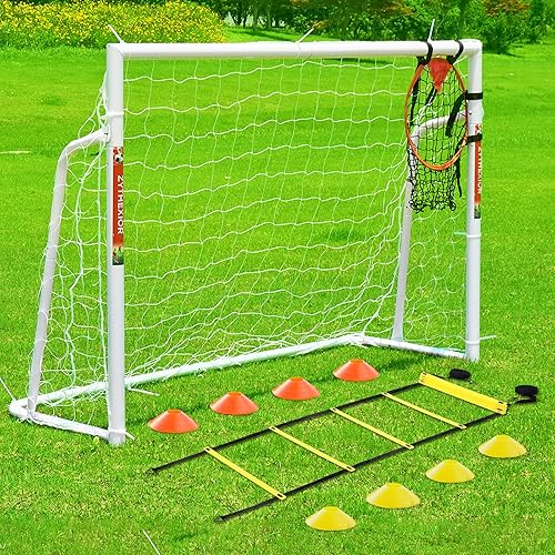 Portería de fútbol de 12 x 6, 10 x 6.5, 8 x 6, 6 x 4 pies, portería de fútbol de metal para patio trasero, portería de fútbol para niños, jóvenes y