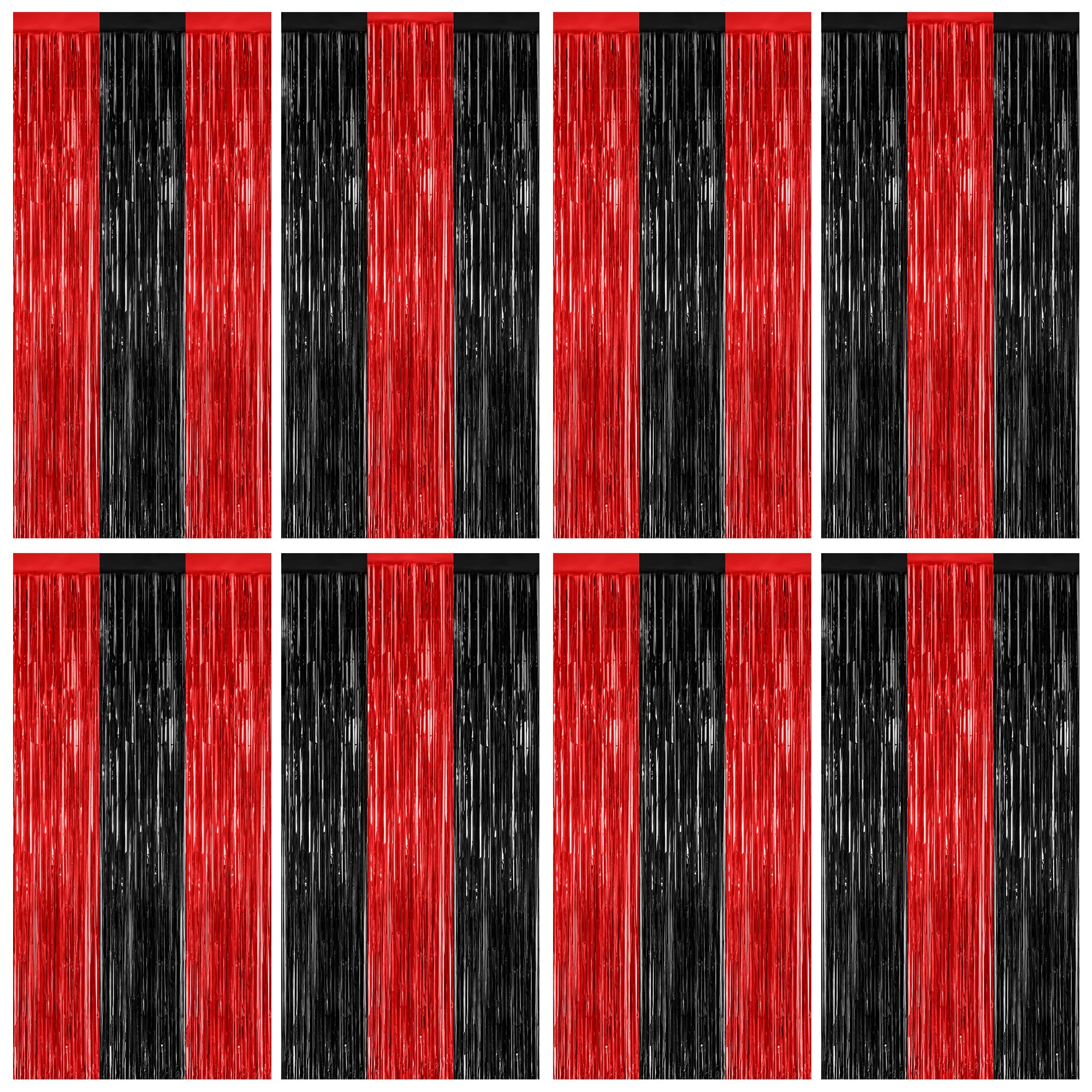 ZATAYE 8 Pack Black Red Halloween Foil Curtain Streamer Decorations