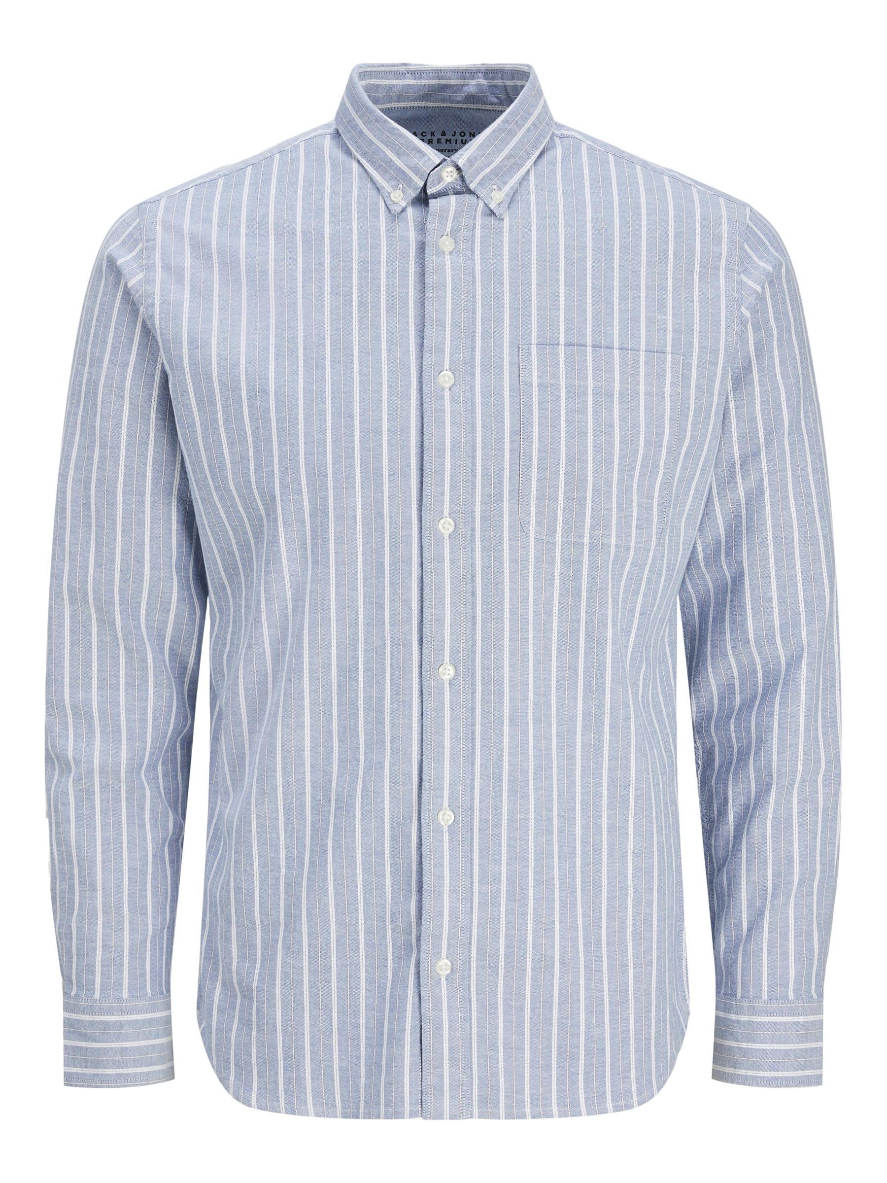 JACK & JONES Jprbrook Oxford Shirt L/S Noos, Night Sky/Stripes: Slim fit, S