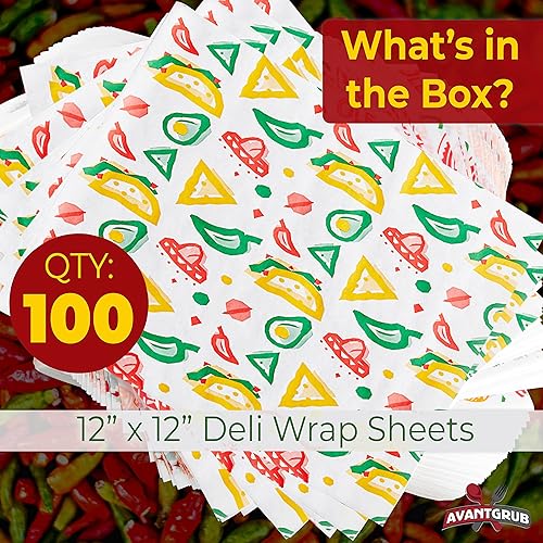 Miniatura 7 de Divertido, Fiesta Style papel de delicatessen de 12 pulgadas, 50 unidades a prueba de grasa, apto para microondas, tejido mexicano ideal para