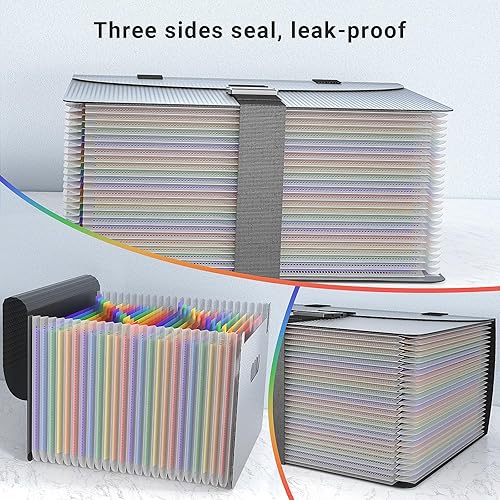 Miniatura 3 de Organizadores de archivos con asa, carpeta de archivos expandible portátil, organizador de archivos de acordeón de 25 bolsillos para recibos,
