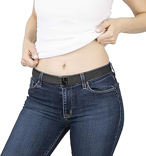 InvisibeltNo Show Women’s Stretch 1.25" Elastic Belt - Adjustable Flat Buckle Invisible Belt, One Size