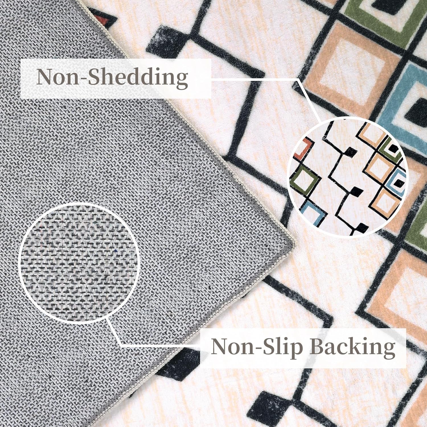 FairOnly 2x3 Boho Abstract Area Rug - Indoor/Outdoor, Non-Slip, Washable, Small Carpet for Kitchen, Bedroom, Bathroom, Entrance