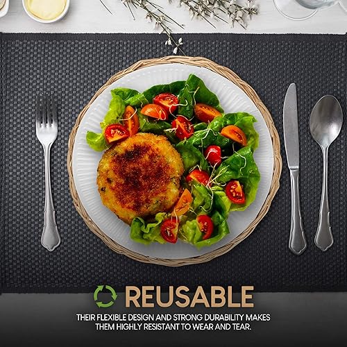 Miniatura 4 de Stock Your Home Soporte para platos de papel de bambú de 10 pulgadas (4 unidades)  Placas de carga naturales reutilizables de mimbre resistente