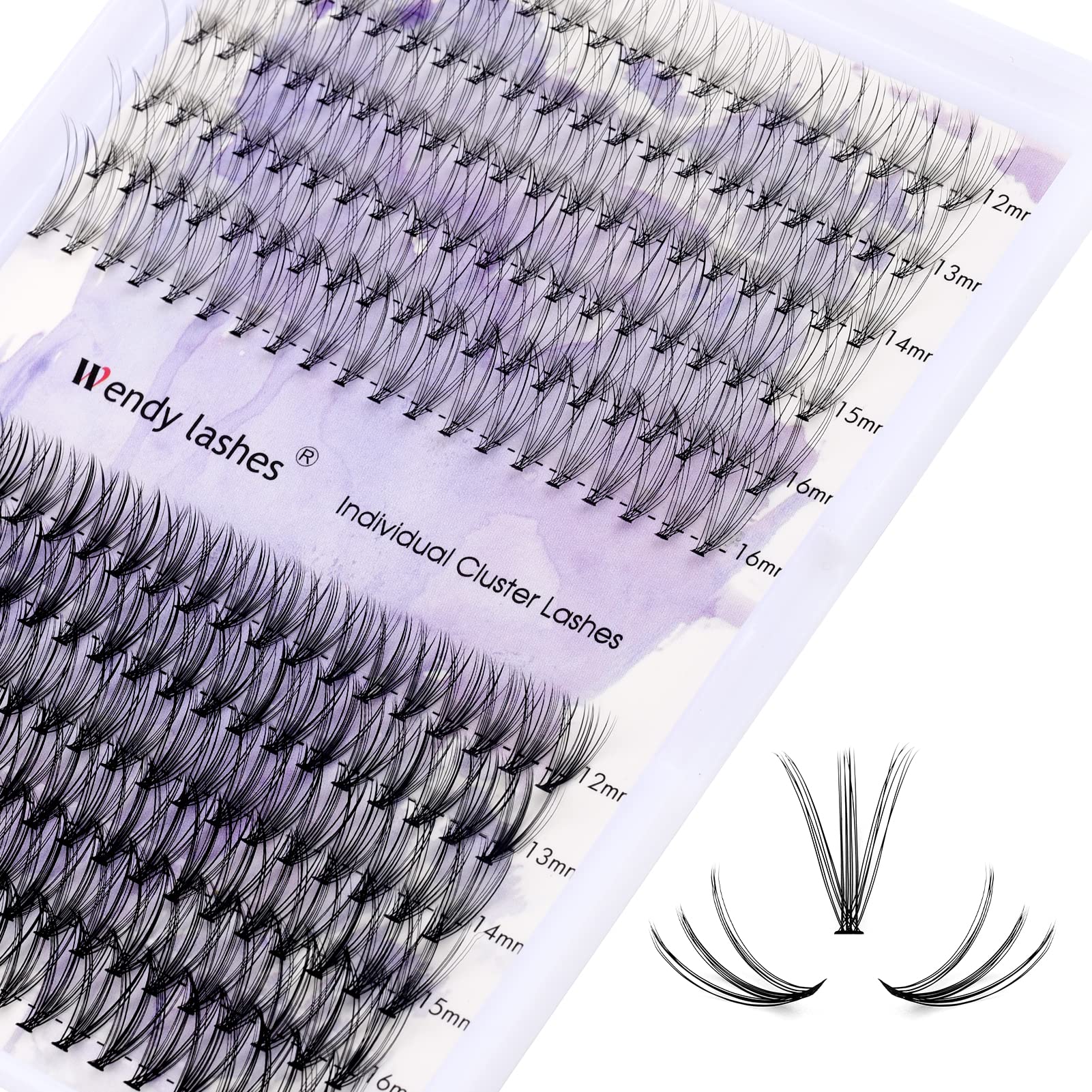 Individual Cluster Lashes 10D/20D Mixed Natural Eyelash Clusters C/D Curl 0.07mm Matte Black Soft 12-16mm Mink DIY Individual Eyelashes Cluster Lashes