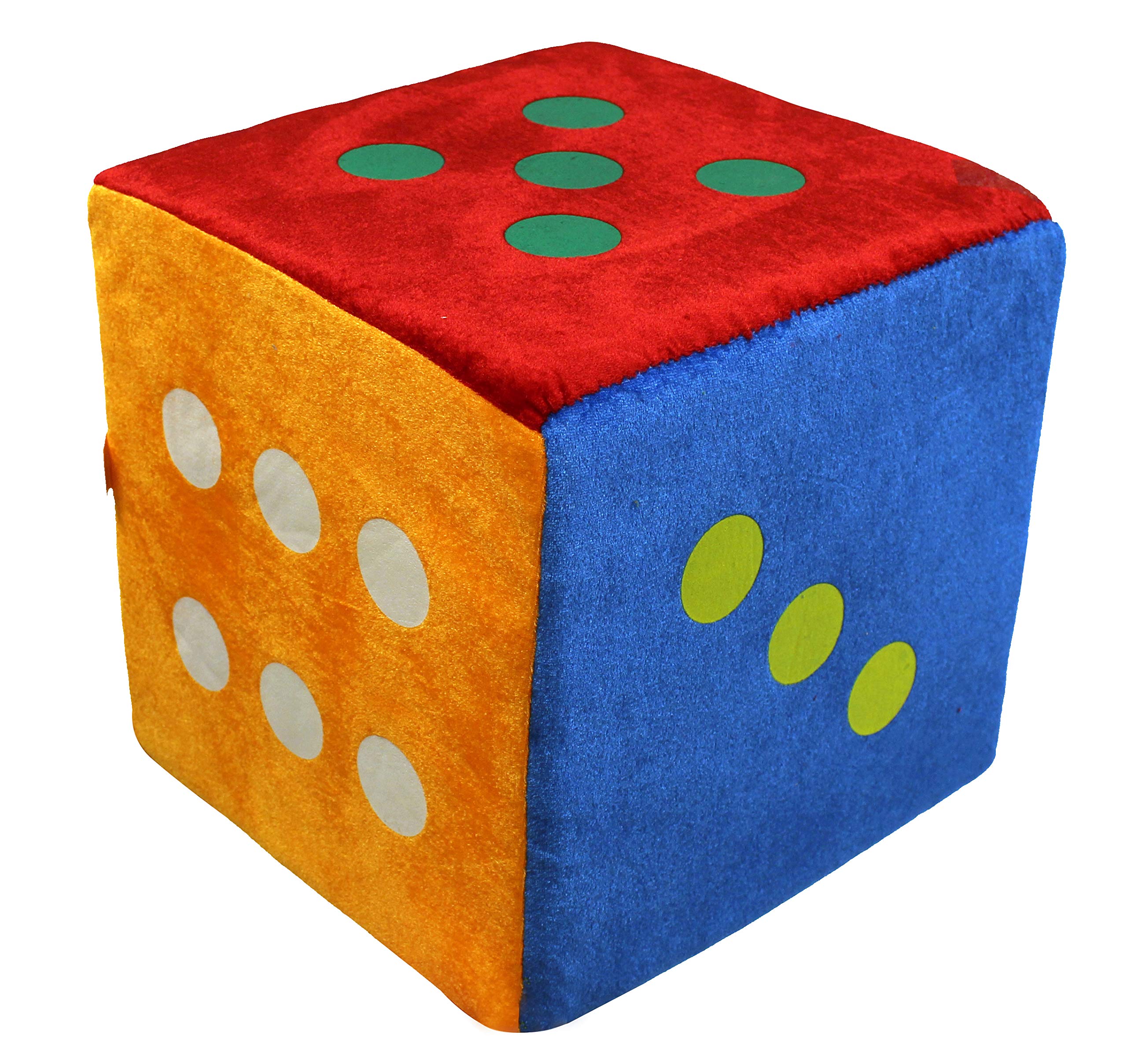 P1 Sports Jumbo Cube Dotted Foam Dice with Plush Cover, 12" x 12" x 12" - Multi Color