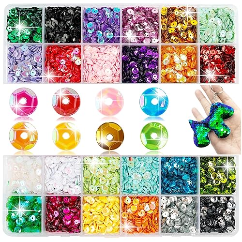 Sequins à Coudre 5mm, Paillettes Couture de 24 Couleur, Loisirs