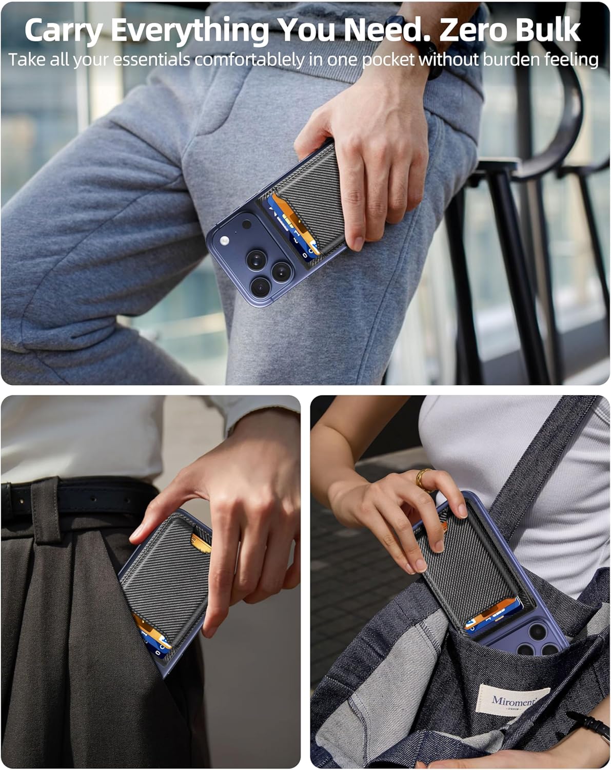 For Magsafe Wallet with Money Clip, Strongest Magnetic Wallet for iPhone 17/16/15/14/13/12 Series, Adjustable Stand, ID Window, 5 Card Holder, Vegan Leather, Not for 13/12 Mini, Black Carbon Fiber - Image 6