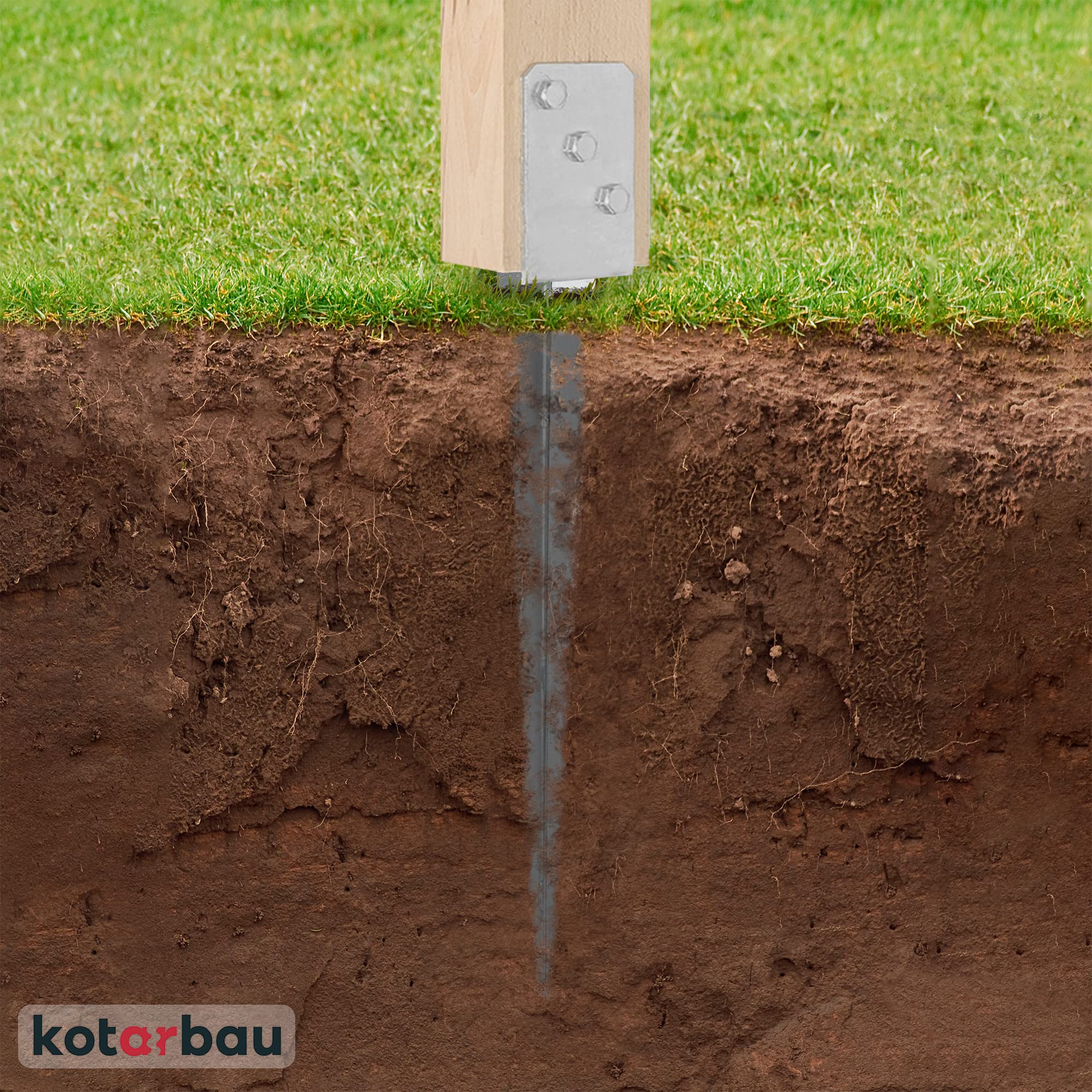 KOTARBAU® 4 Pezzi Supporto per Palo - Acciaio Zincato - 600 mm - Argento - 60 x 110 mm - Supporti per Pali in Legno - Staffe Per Pali In Legno - Supporto Palo Recinzione - Resistente alla Corrosione