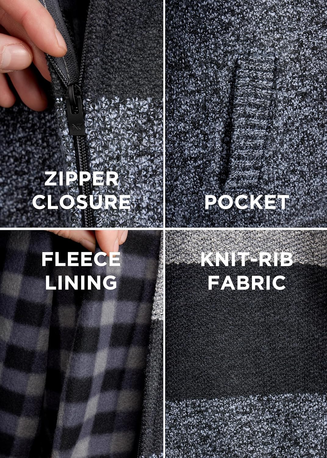 X RAY Boys (6-12) Full Zip Fleece Flannel Lining Sweater, Kids Mock Neck Knit Sweater for Spring, Fall and Winter - Image 4