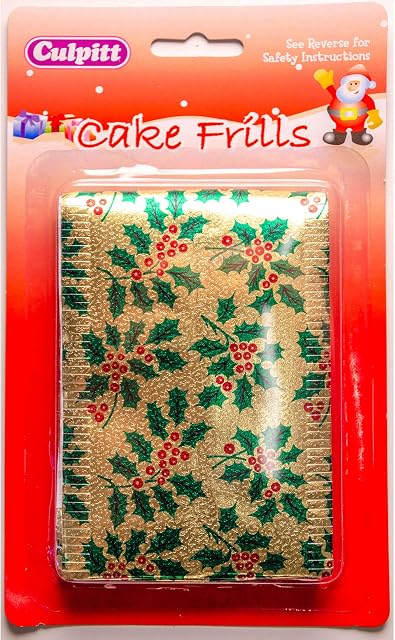 Culpitt Gold with Green Holly Design Traditional Christmas Cake Frill