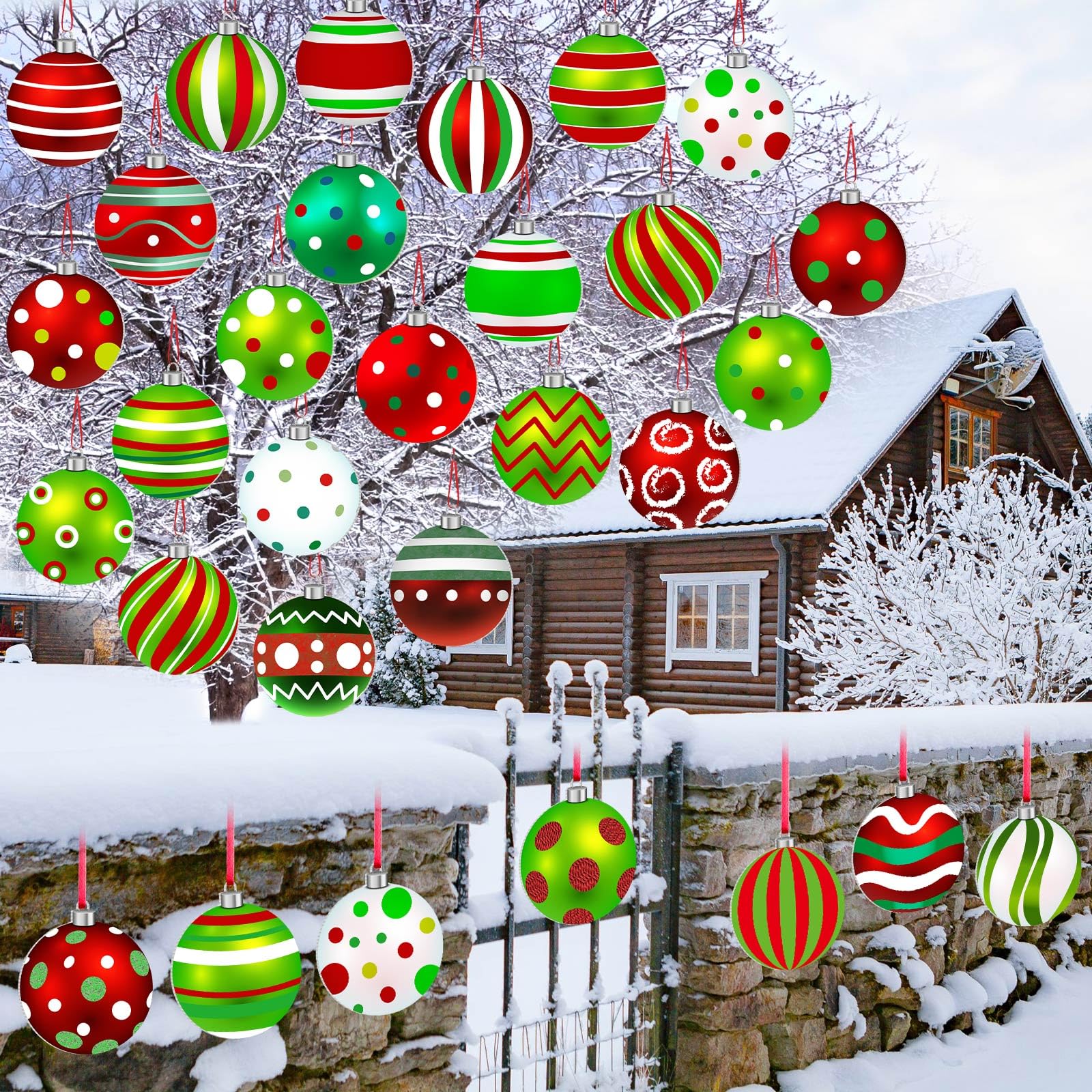 Rtteri 30 Pcs Outdoor Double Sided Lawn Decorations Christmas Hanging Ornaments Plastic Outdoor Holiday Decorations for Xmas Home Office Tree Porch Yard Decor (Elf)