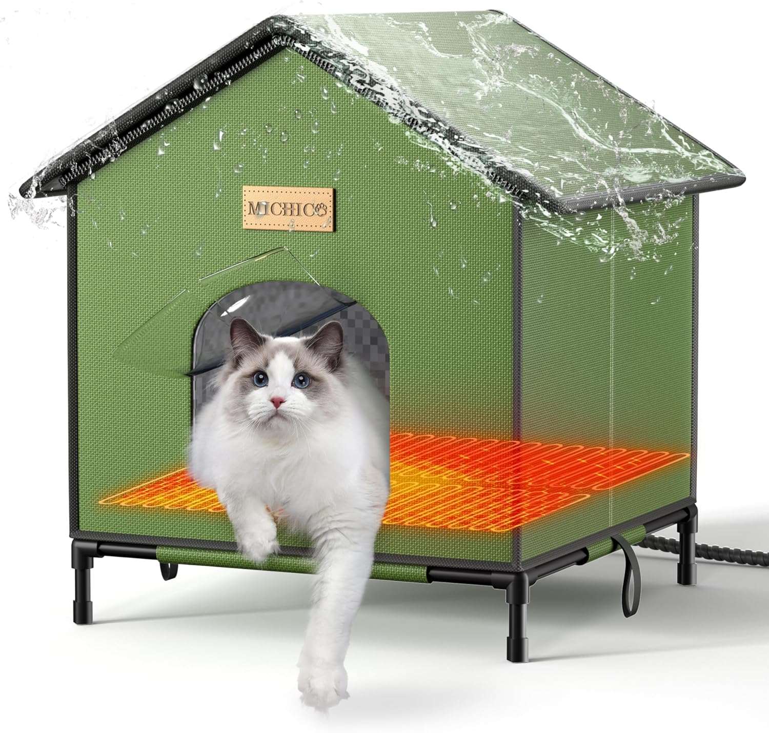 Heated Cat House Weatherproof for Outdoor, Winter Feral
