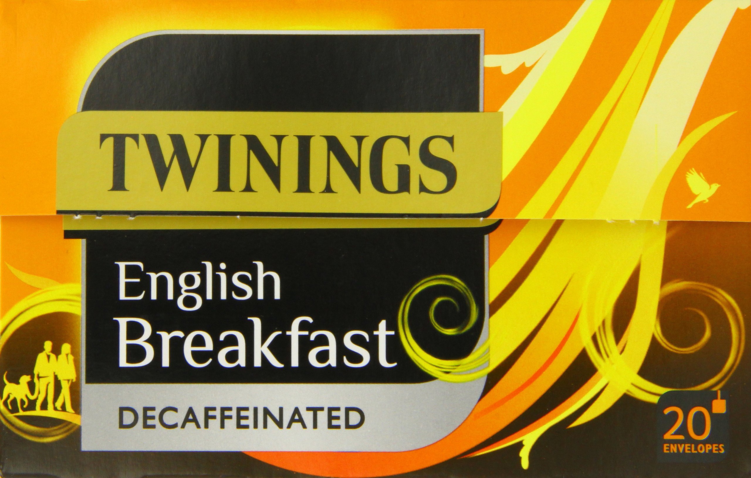 Twinings English Breakfast Decaffeinated Envelope Tea Bags - Individually Wrapped Envelope Tea Bags - (Box Of 20)