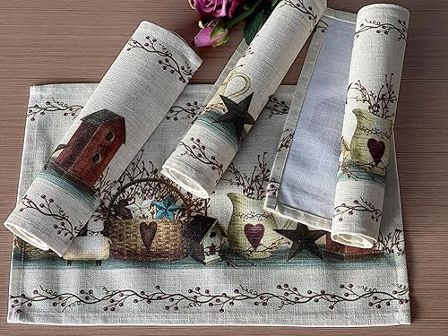 Miniatura 5 de Juego de 4 manteles individuales rectangulares de 18 x 13 pulgadas, decoración de mesa para jardín, granja, boda, fiesta, vacaciones, cena,