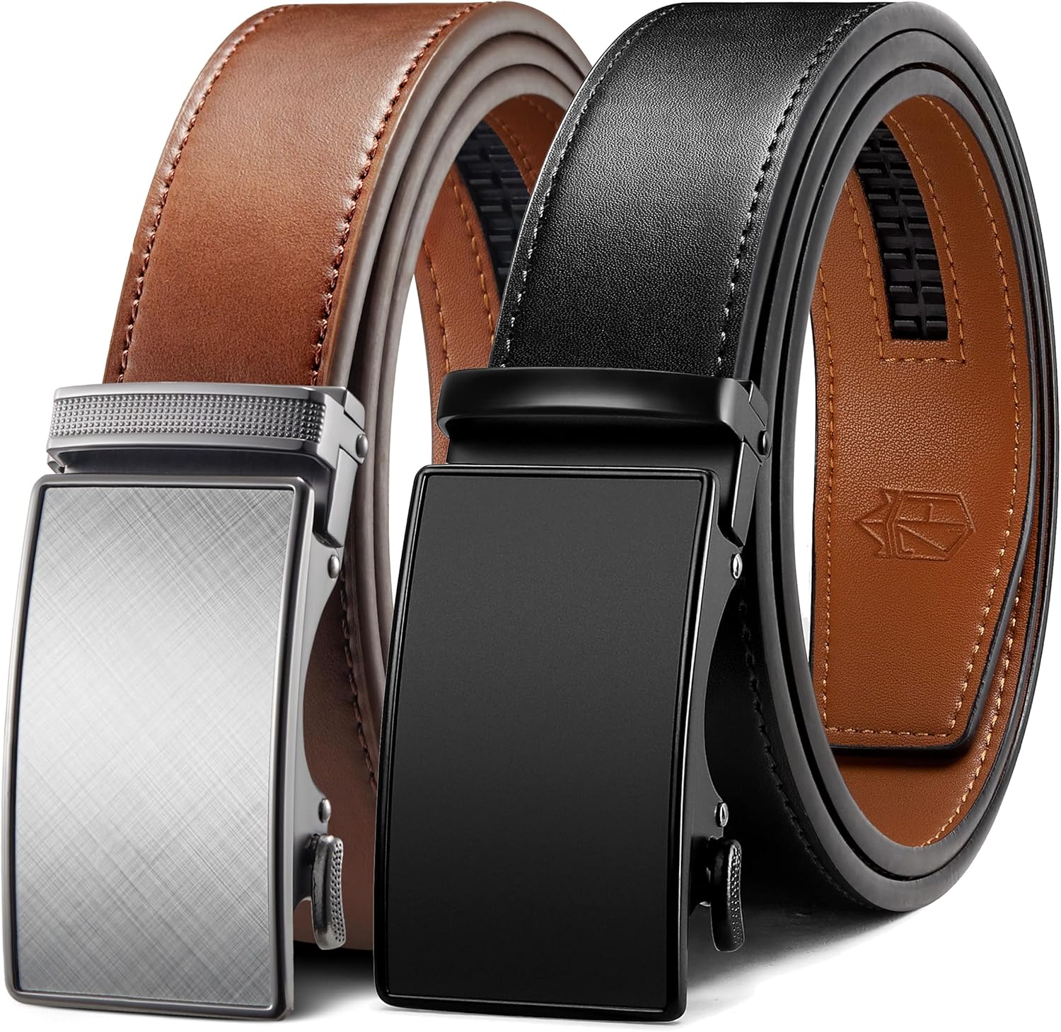 Zitahli Ratchet Belt for Men - 2 Packs Leather Mens belt For Gift Men Dress and Casual,Trim to Fit