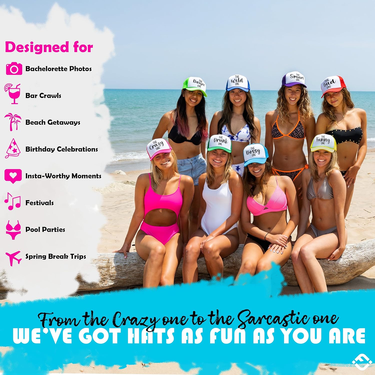 Funky Junque Bachelorette Trucker Hats – 'The One' Foam Mesh Party Hats for Bride Squad & Bachelorette Accessories