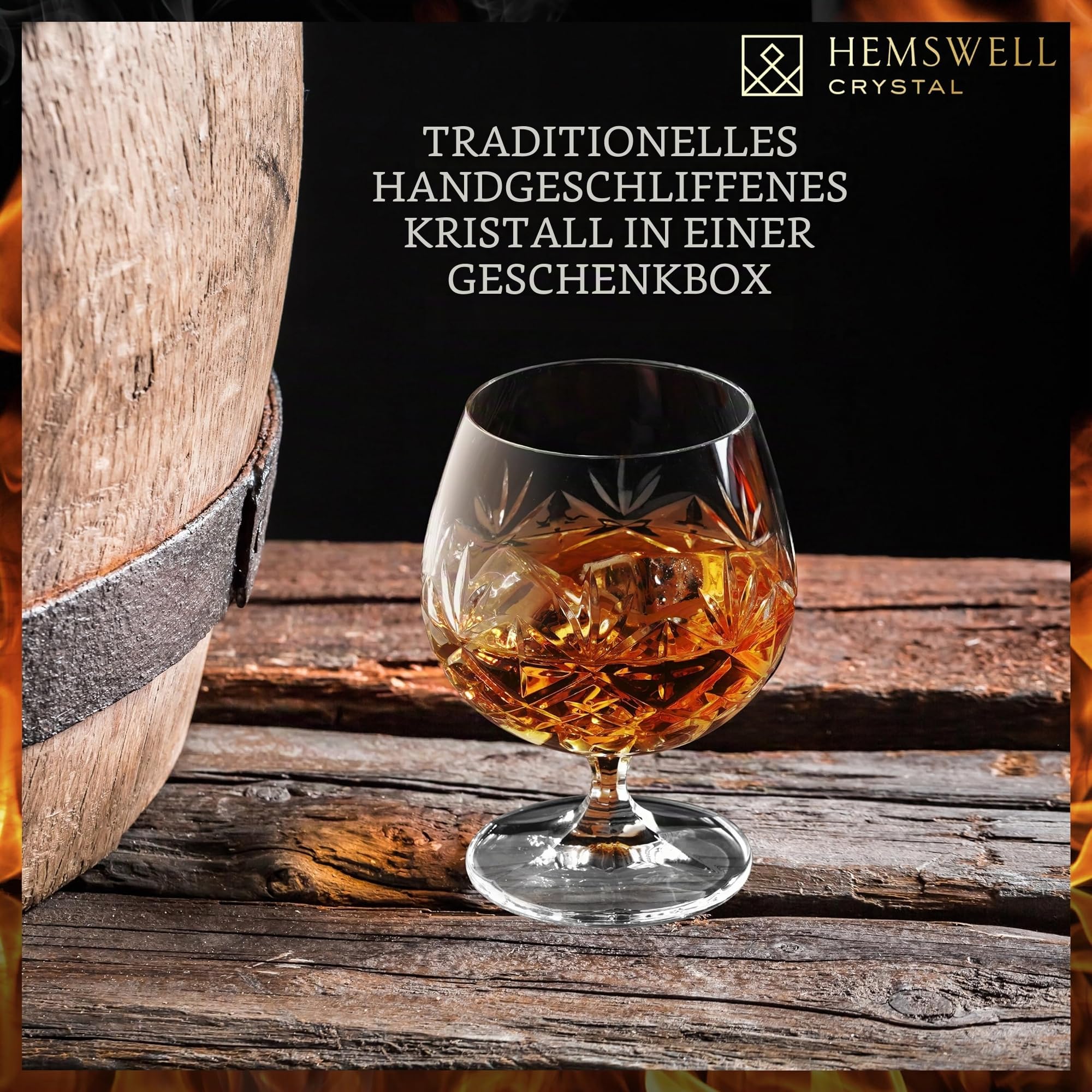 Brandy-/Cognac-Glas 250 ml – Einzelstück in bleifreiem Kristall mit schwerem Boden & Geschenkverpackung – Snifter für Brandy, Whisky & Genussmomente - Glenrigg