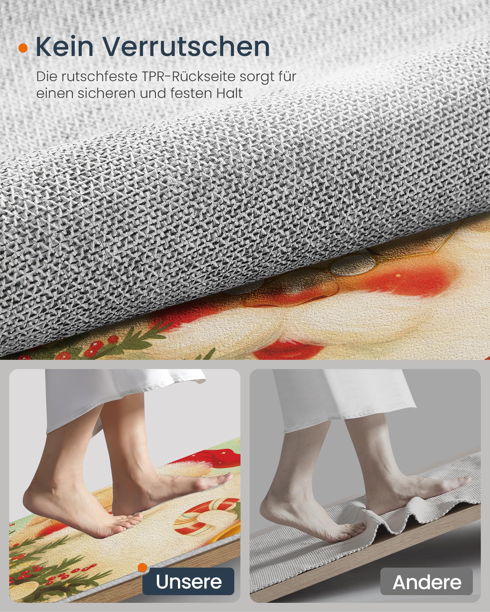 Tapis De Noël Rond, Motif Père Noël Mignon Illustration À L'Aquarelle Tapis De Salon Vert Sauge Doux Paillasson Antidérapant pour Salle À Manger Canapé Chambre d'enfant Fête, Diamètre 160 Cm