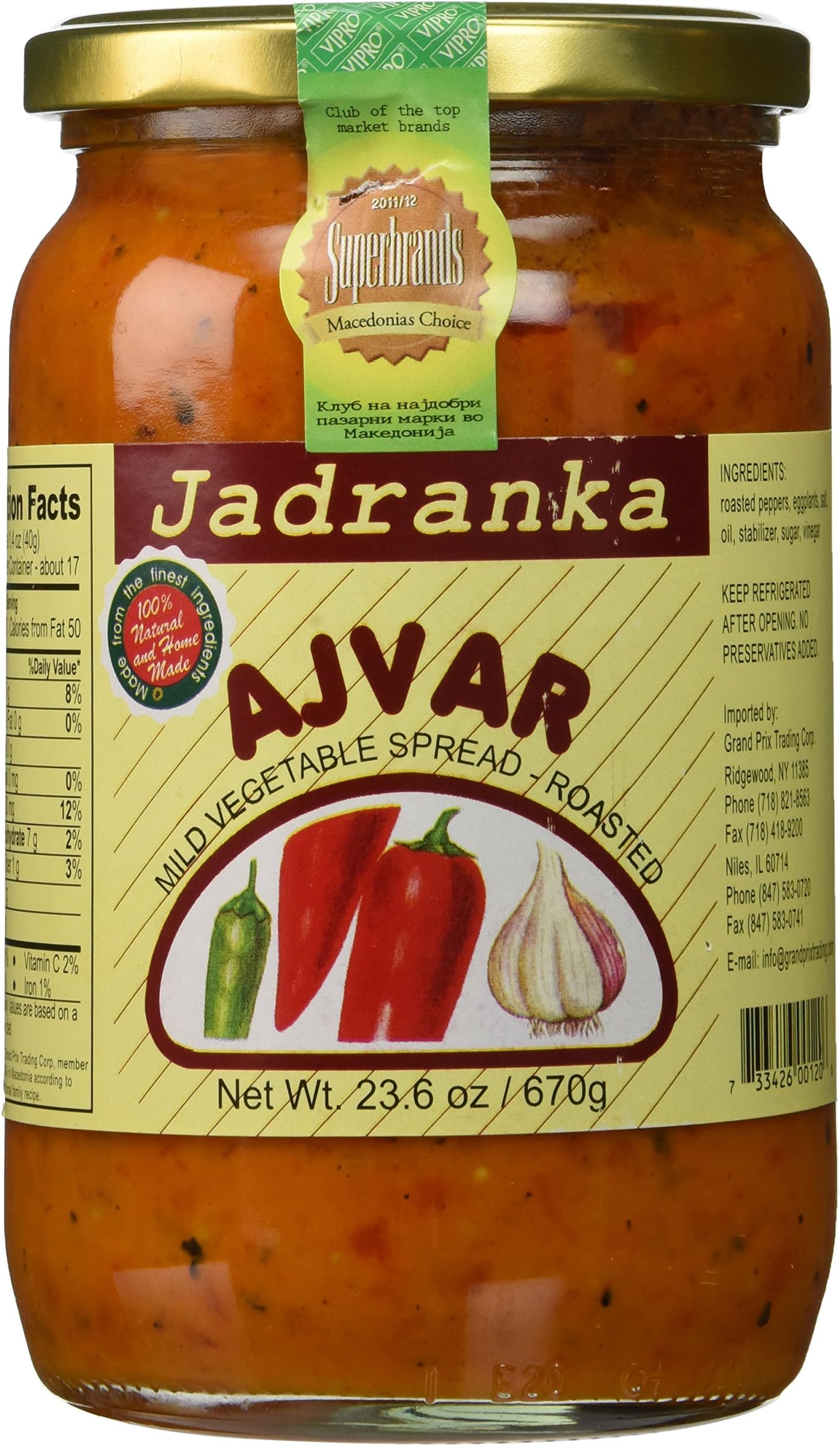Ajvar Mild (Jadranka) 690g (23.6 oz)