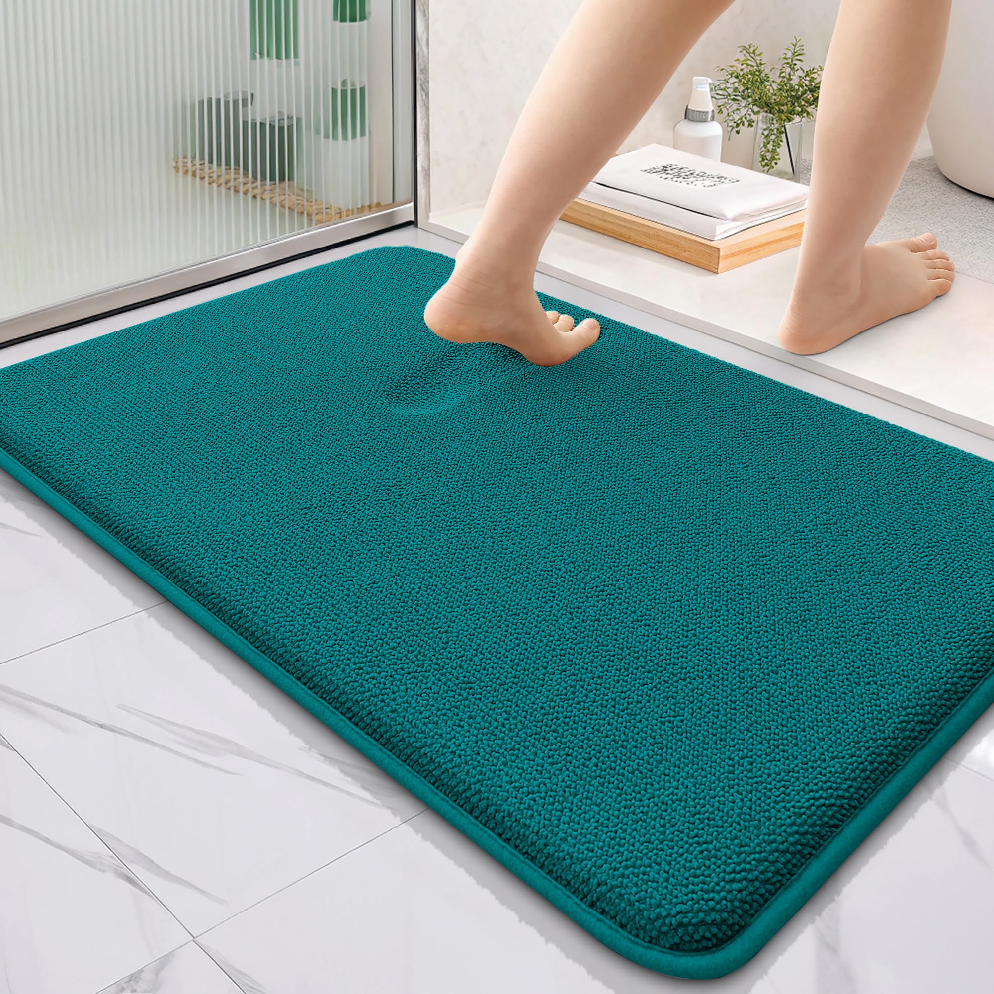 OLANLY Thick Memory Foam Bathroom Rugs 36x24, Absorbent Bath Mat, Deep Lake