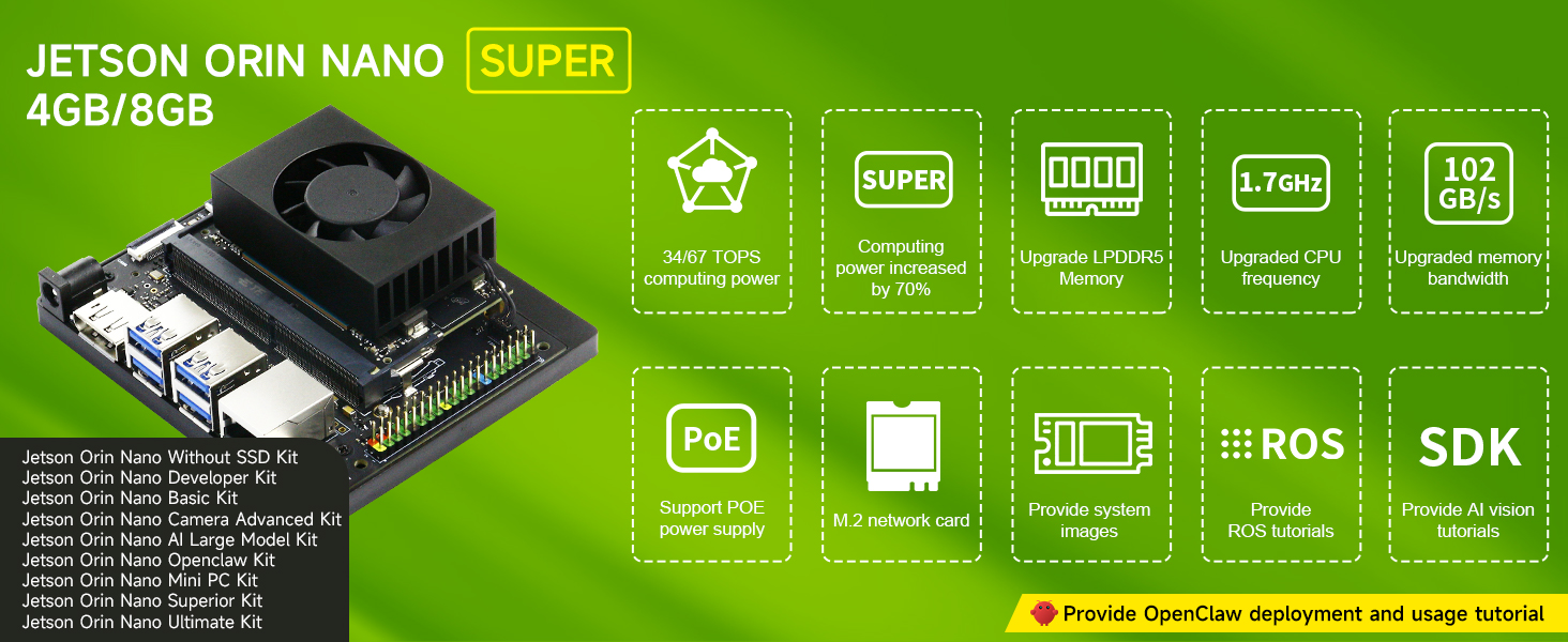 Amazon.com: N-VIDIA Jetson Orin Nano 8GB RAM Super Board(Official