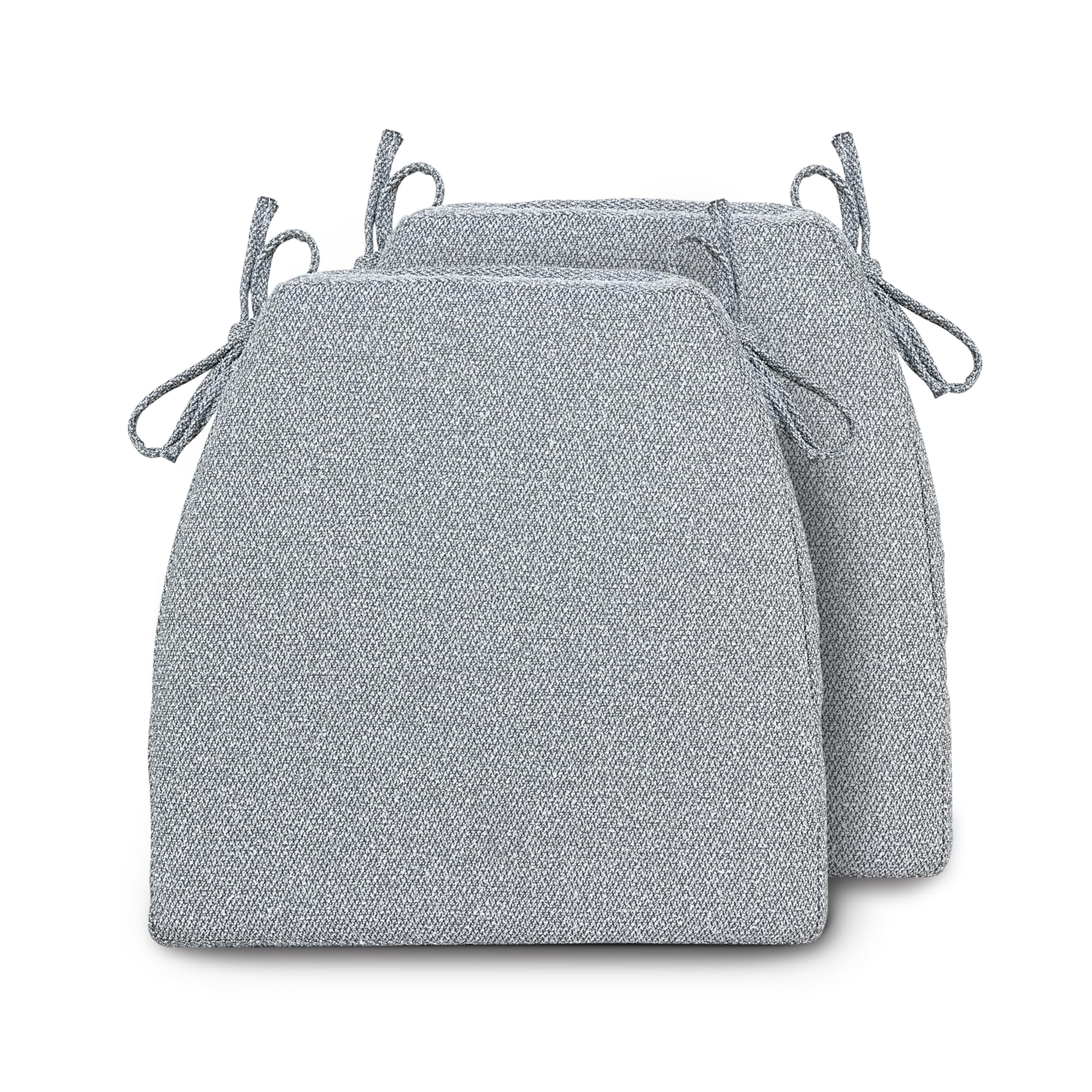 chair cushions for dining chairs - thickened 2" kitchen chair pads with ties and non-slip backing, memory foam seat cushions, set of 2 (mixed woven light grey, 17" x 16" d shape)