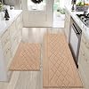 BEQHAUSE Kitchen Rugs Sets of 2 Non Slip Machine Washable Kitchen Mats Absorbent Kitchen Runner Rug Soft Standing Floor Mats for Kitchen,20”x30”20”x48”,BeigeCamel