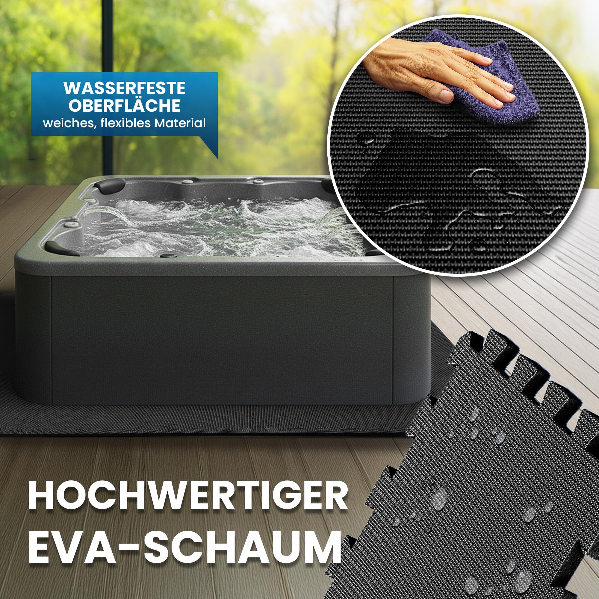 bemaxx Poolunterlage Poolmatte Unterlegmatte - 18 EVA Pool Matten Set: Bodenschutzmatte Puzzlematte Poolfliesen Poolplatte Bodenmatte Bodenfolie Schutzboden Outdoor Poolteppich Whirlpool Planschbecken