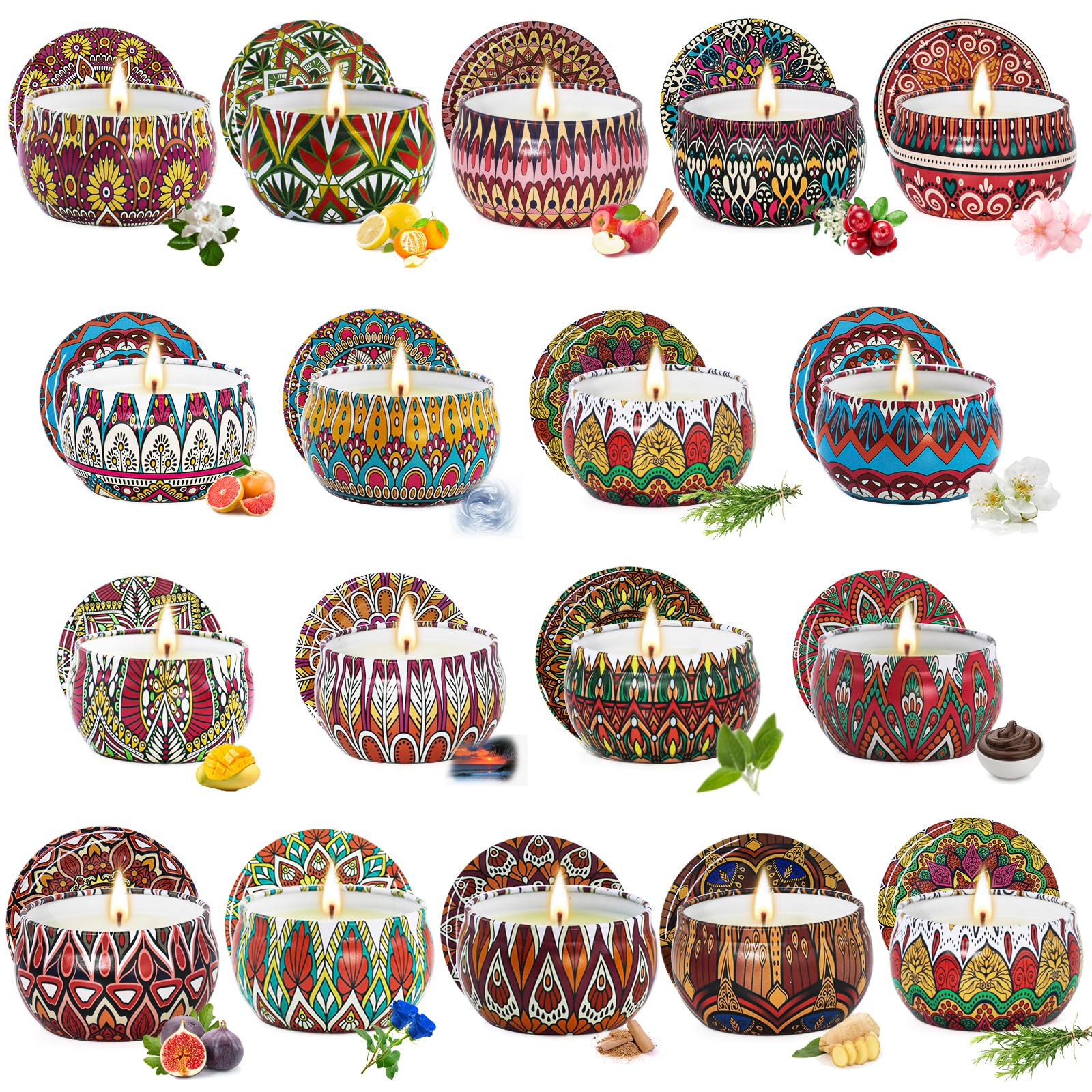 Scented Candles Bulk, 18 Pack Soy Wax Candles for Home, Long Burning Small Jar Candles, Aromatherapy Scented Candle Set for Relaxation, Holiday & Christmas Gifts