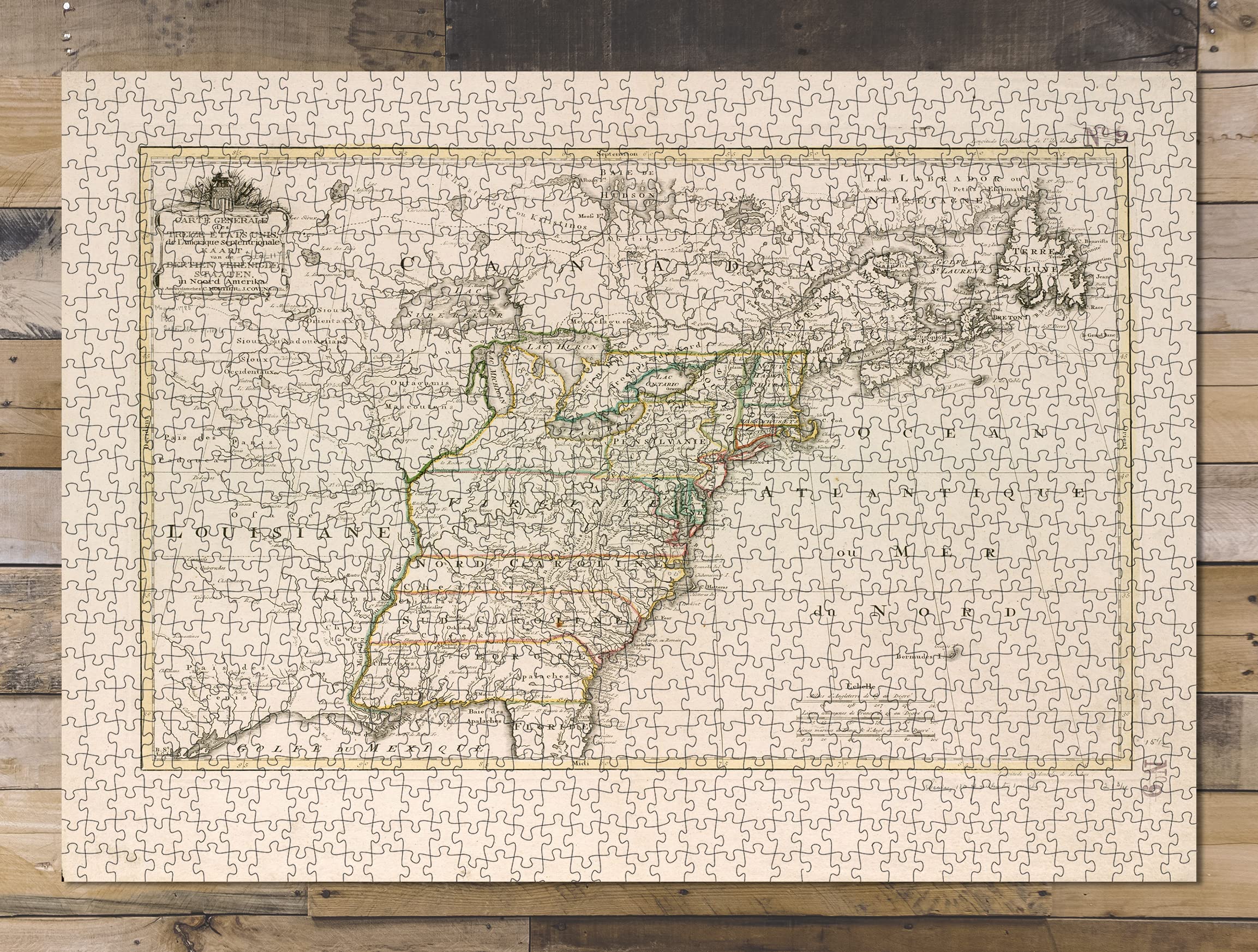 1000 Piece puzzle-1782 Map United States Carte generale des treize Etats UNIS, de l'Amerique septentrionale Kaart Van|Vi