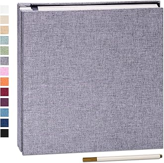 Adhesive Photo Album Linen Cover Scrapbook 33 x 32 cm DIY Oversized Preservation Baby Growth Wedding Travel