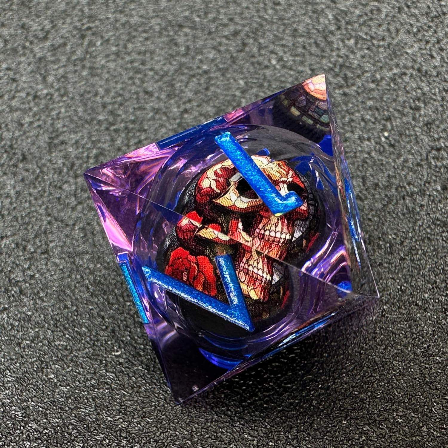 HAOMEJA Skull D&D Monster Resin Dice Set DND Skeleton 7 PCS Sharp Edges Dice with Gift Bag Apply to Dungeons and Dragons Role Playing Game Gift (Skull C & Purple)